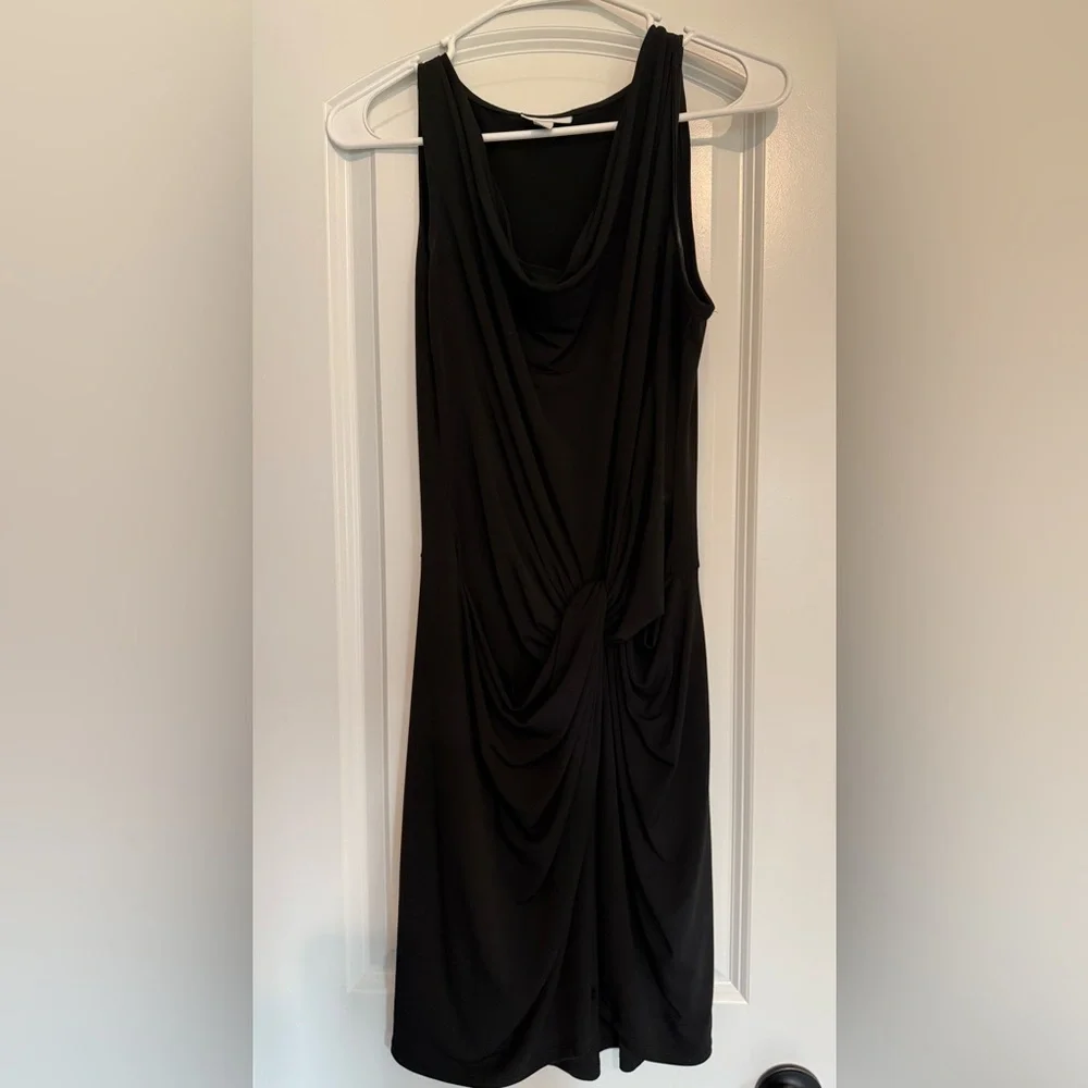 New York & Company Black Asymmetrical Ruched Sheath Dress - Picture 1 of 4